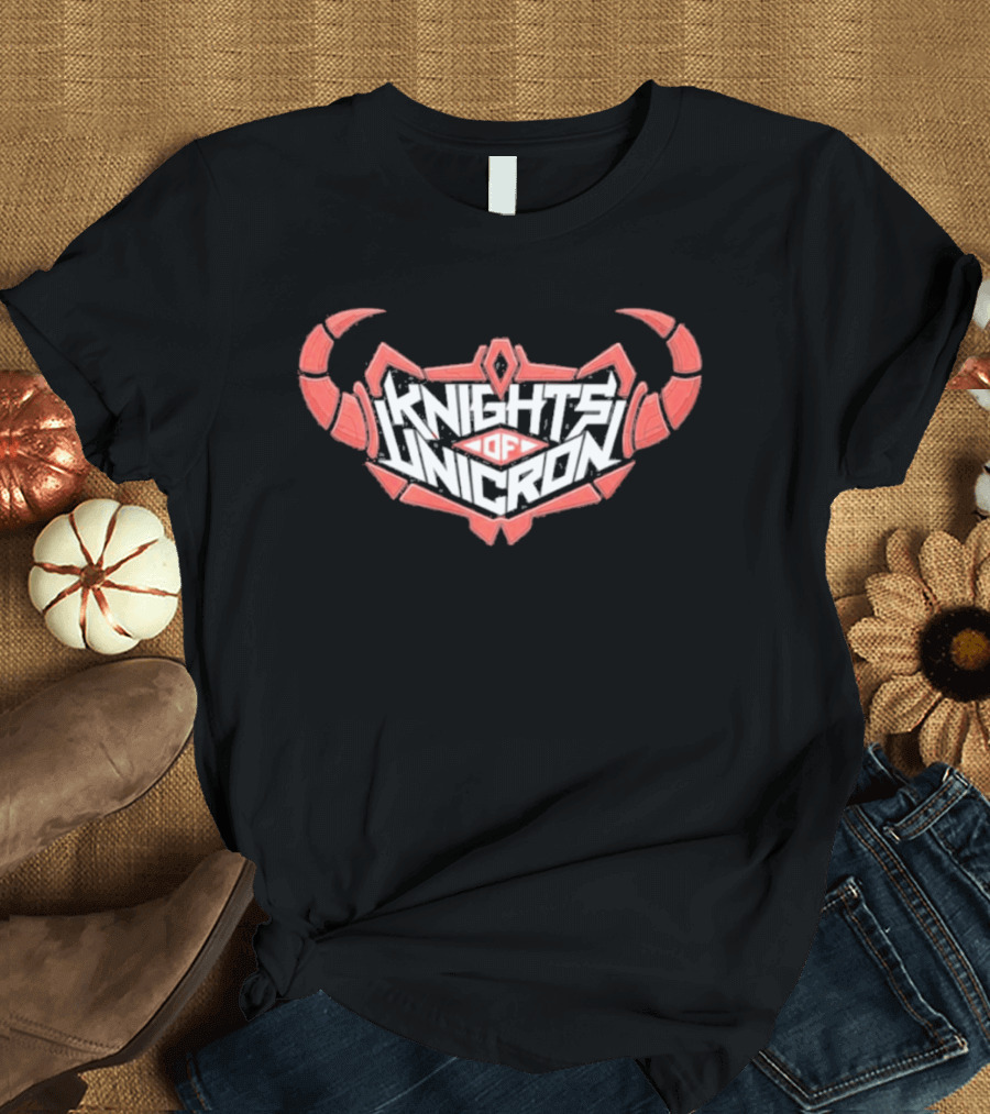 Knights Of Unicron Red Horned Icon With Stylized Text And Horns T-Shirt