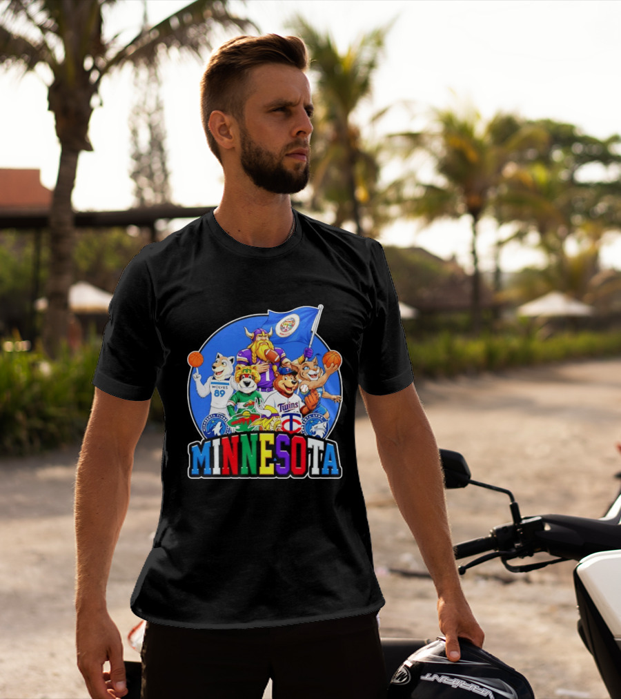 Minnesota Vikings Timberwolves Wild Twins Lynx Mascots And Logos Collection T-Shirt