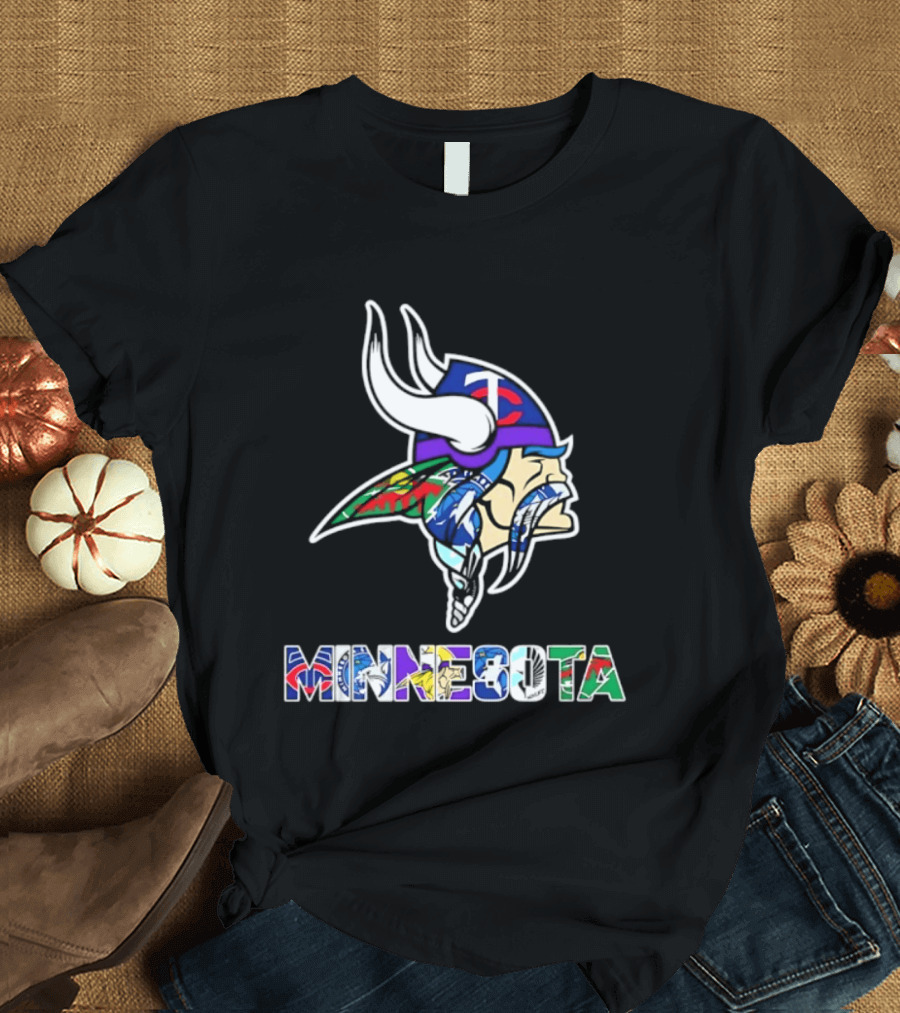 Minnesota Vikings Twins Wild Timberwolves United Team Fans Mashup T-Shirt