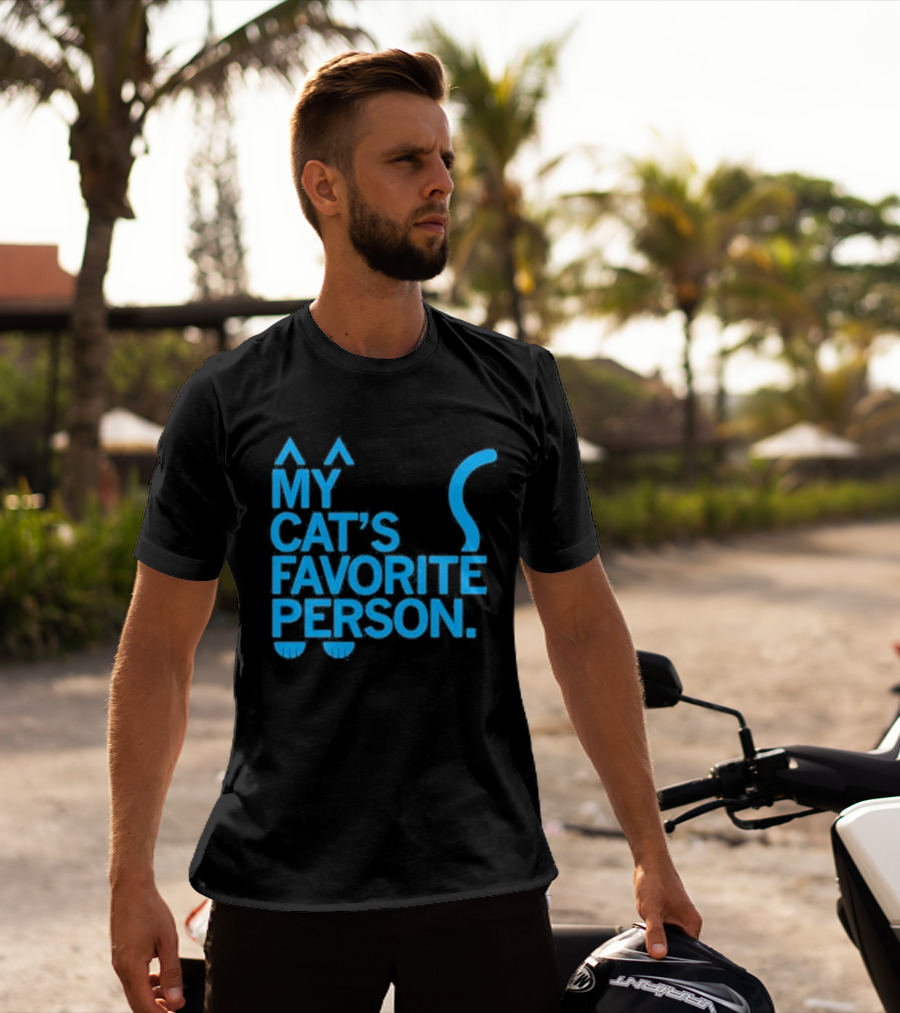 My Cat's Favorite Person Cat Ears And Tail Blue T-Shirt
