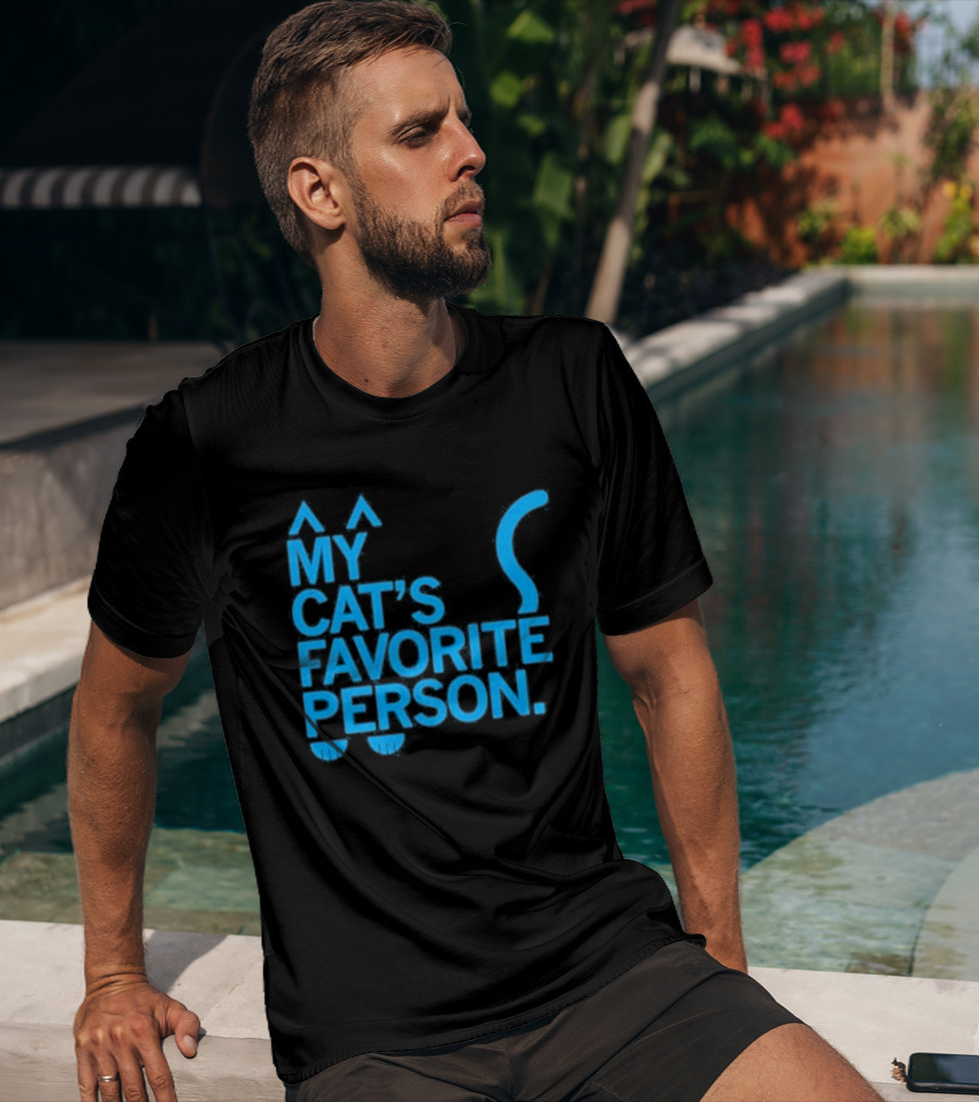 My Cat's Favorite Person Cat Ears And Tail Blue T-Shirt