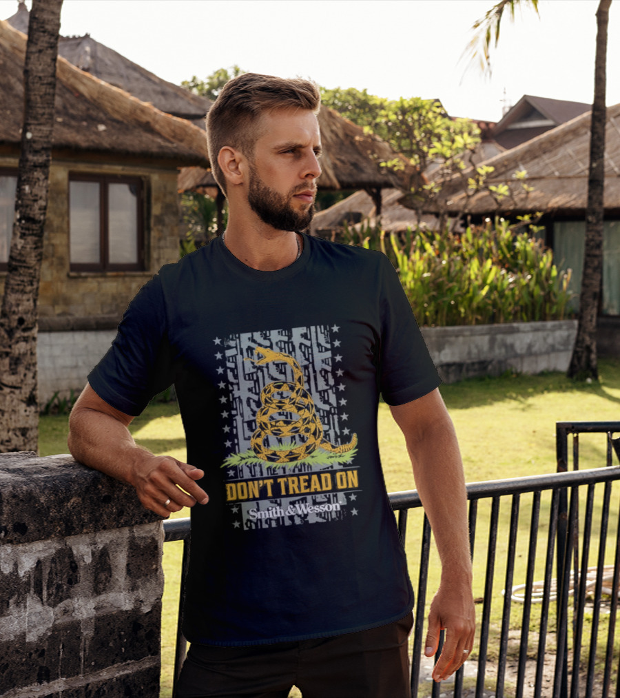 Don't Tread On Me Smith And Wesson Gadsden Flag Coiled Snake T-Shirt