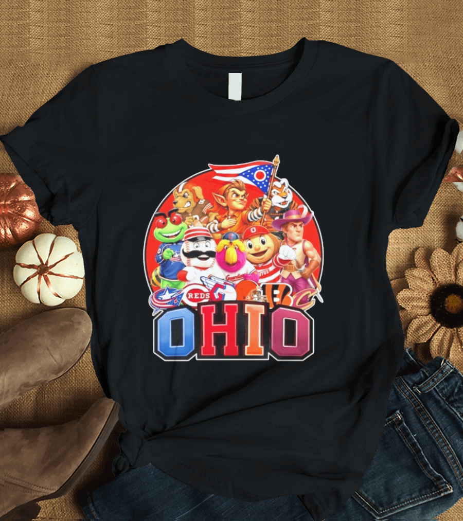 Ohio Sports Teams Mascots Cleveland Guardians Reds Bengals Browns Buckeyes Reds Crew Indians Fan T-Shirt