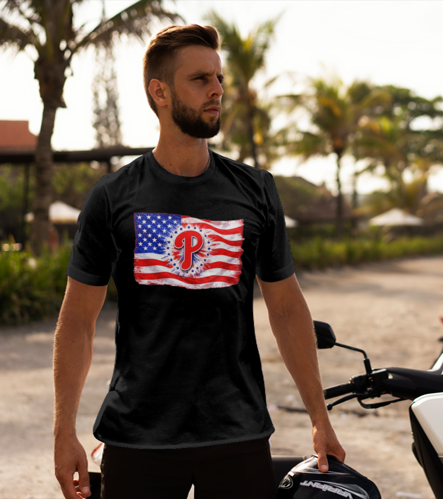 Phillies Patriotic American Flag Philadelphia Baseball 250th Anniversary Independence Day T-Shirt