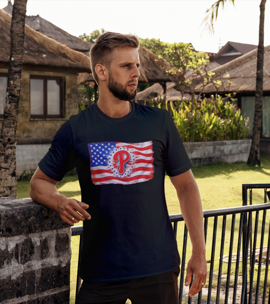 Phillies Patriotic American Flag Philadelphia Baseball 250th Anniversary Independence Day T-Shirt