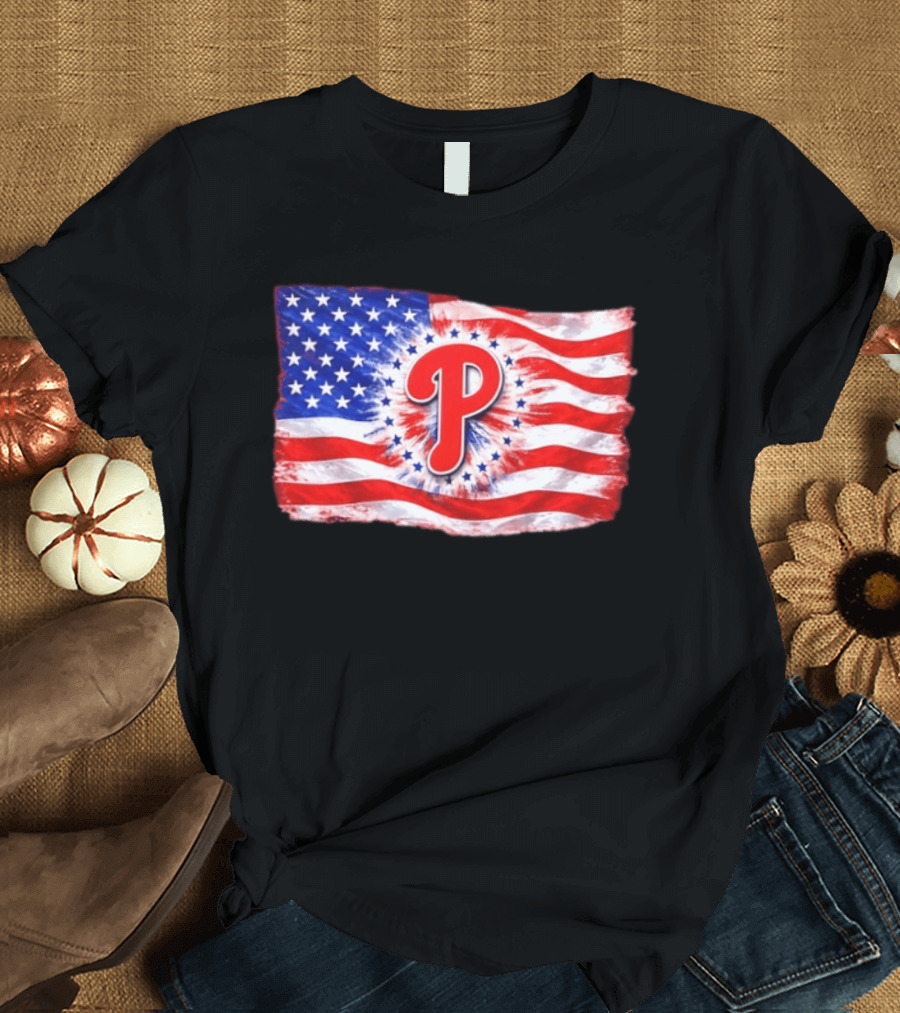 Phillies Patriotic American Flag Philadelphia Baseball 250th Anniversary Independence Day T-Shirt