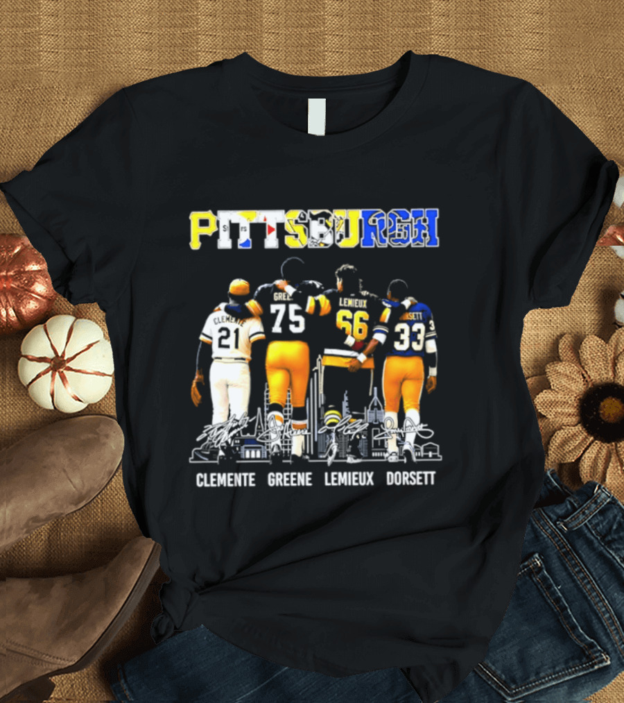 Pittsburgh Sports Legends Clemente Greene Lemieux Dorsett T-Shirt