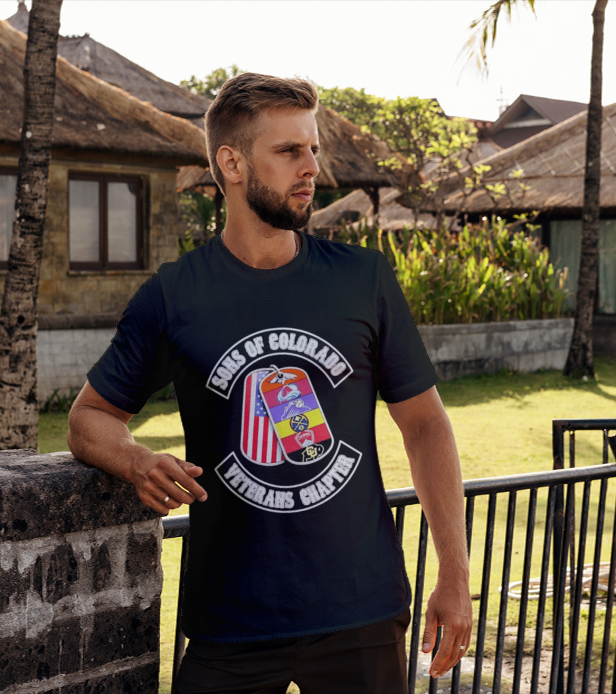 Sons Of Colorado Veterans Chapter Avalanche Rockies Nuggets Buffaloes American Flag T-Shirt