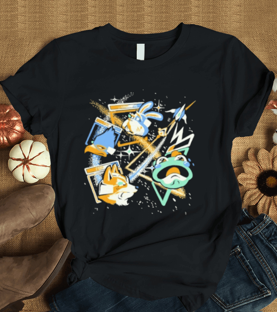 Star Fox Team Collage Falco Lombardi Peppy Hare Retro Style Graphics Gaming Nostalgia T-Shirt