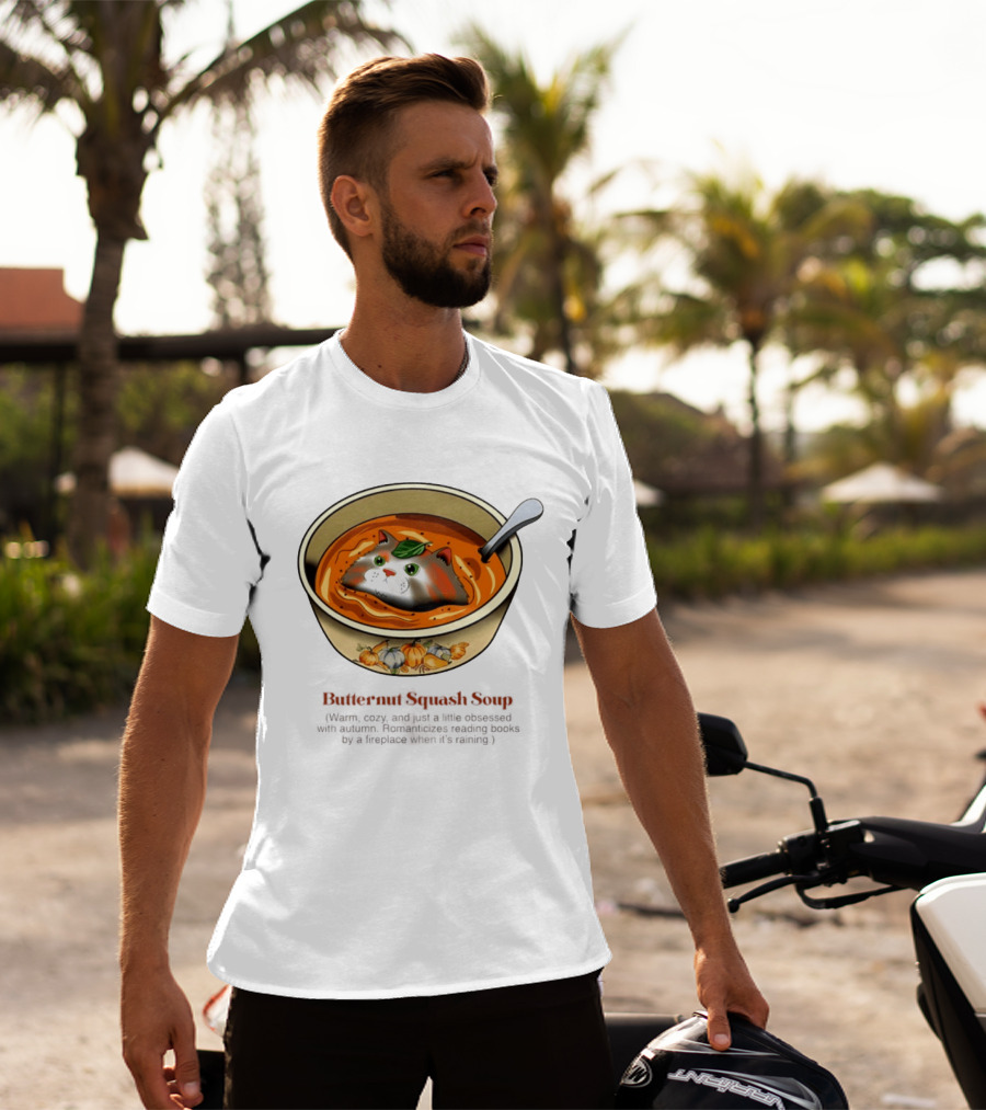 Butternut Squash Soup Cat Floating Whiskers Bowl T-Shirt