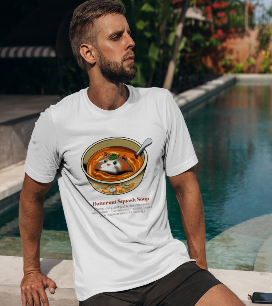 Butternut Squash Soup Cat Floating Whiskers Bowl T-Shirt