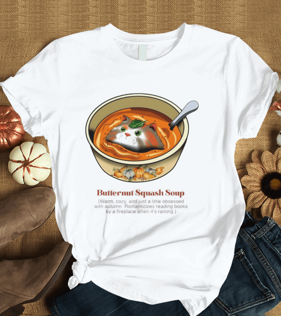 Butternut Squash Soup Cat Floating Whiskers Bowl T-Shirt