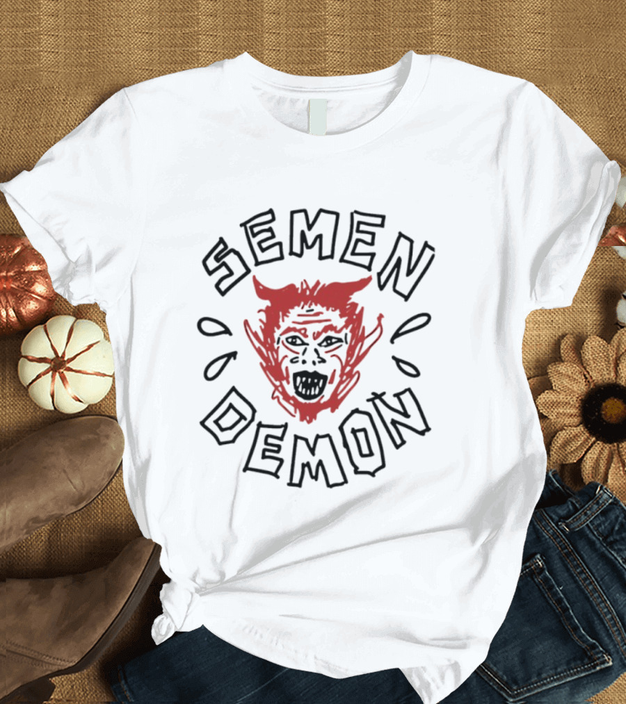 Semen Demon Devil Satanic Humor Red Demon Face T-Shirt