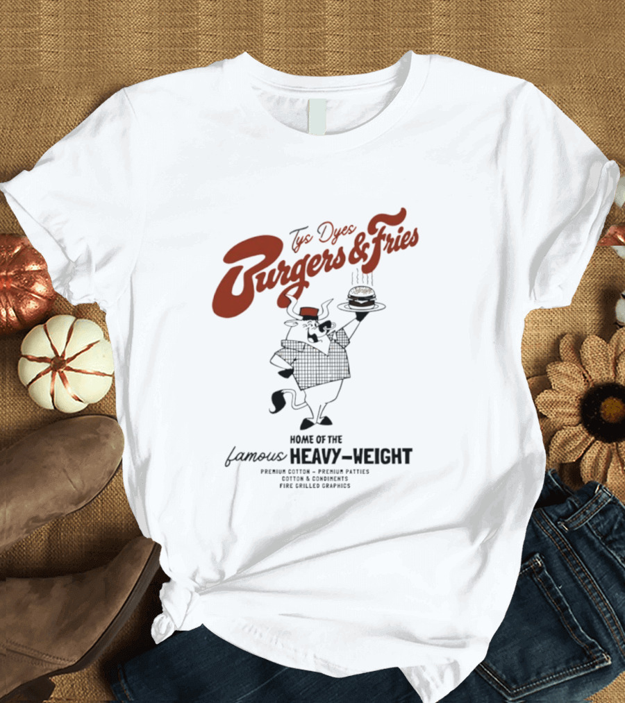 Tys Dyes Burgers And Fries Home Of The Famous Heavy Weight Premium Cotton Vintage Checkerboard Funk Grilled Goodness T-Shirt