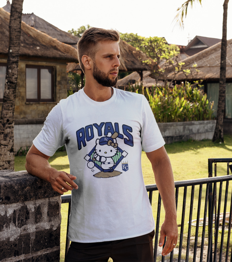 Hello Kitty Royals Baseball KC Batting Scene T-Shirt