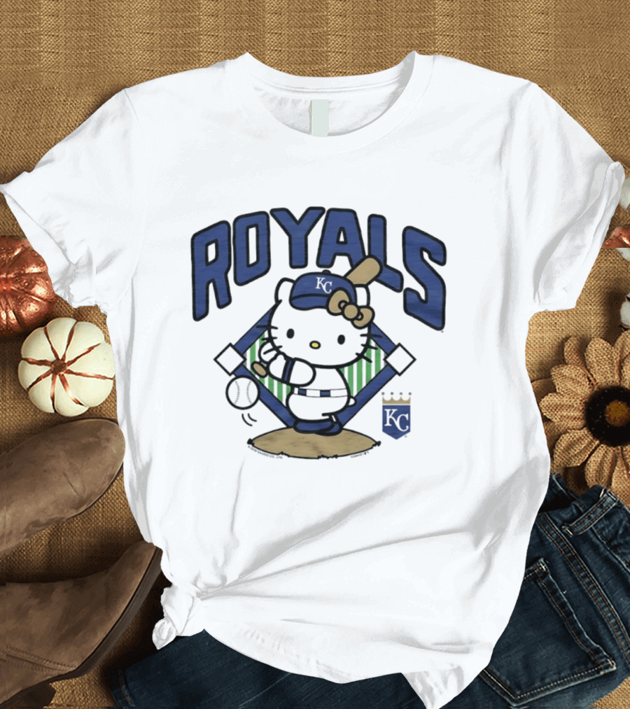 Hello Kitty Royals Baseball KC Batting Scene T-Shirt