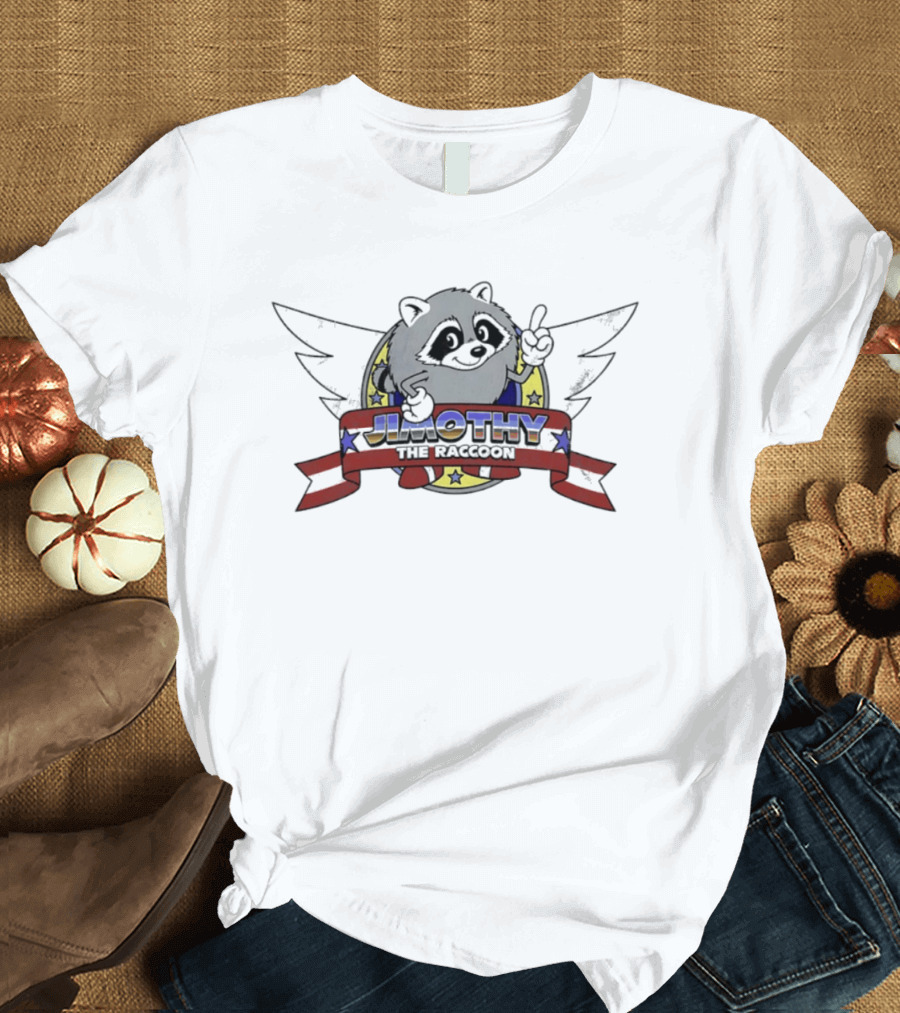 Jimothy The Raccoon Winged Star Banner Cartoon T-Shirt