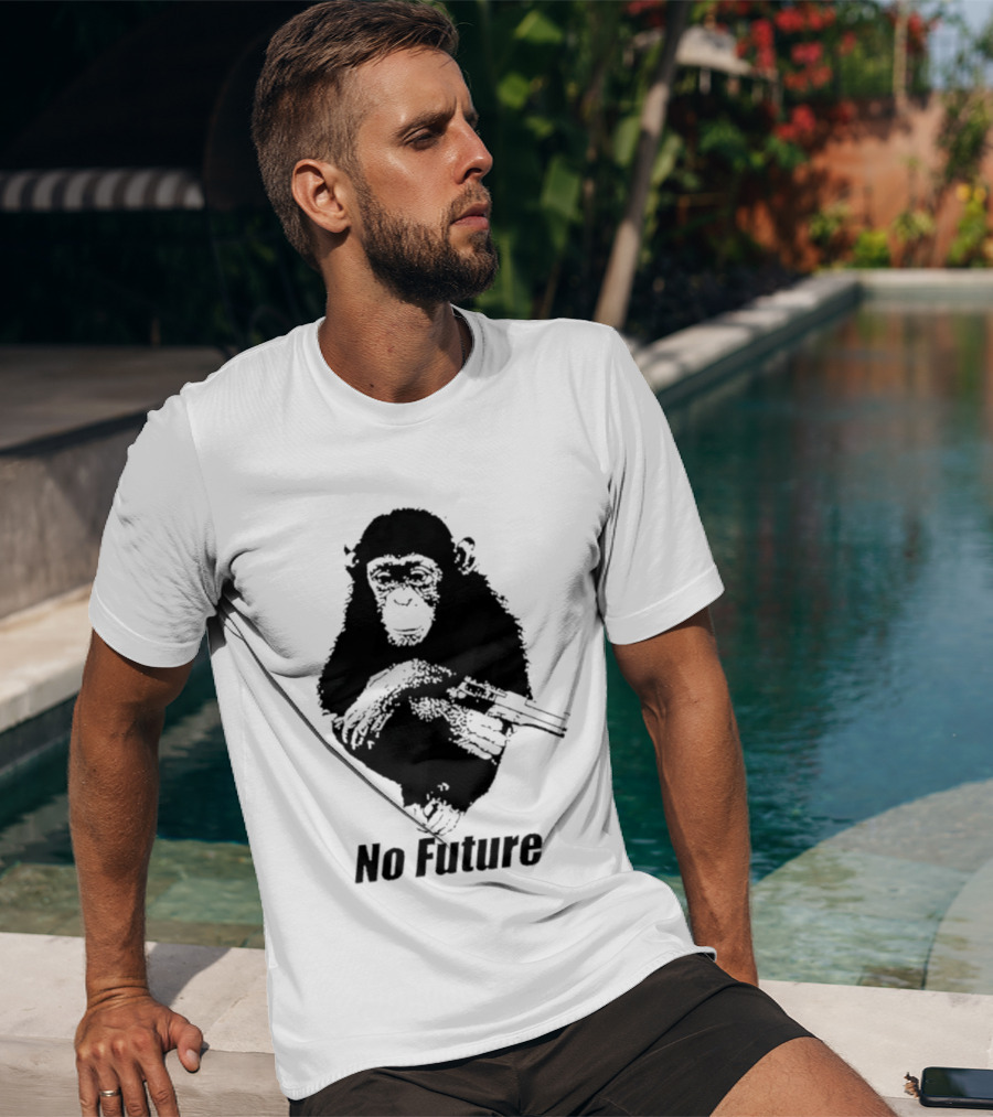 Monkey No Future With Gun T-Shirt