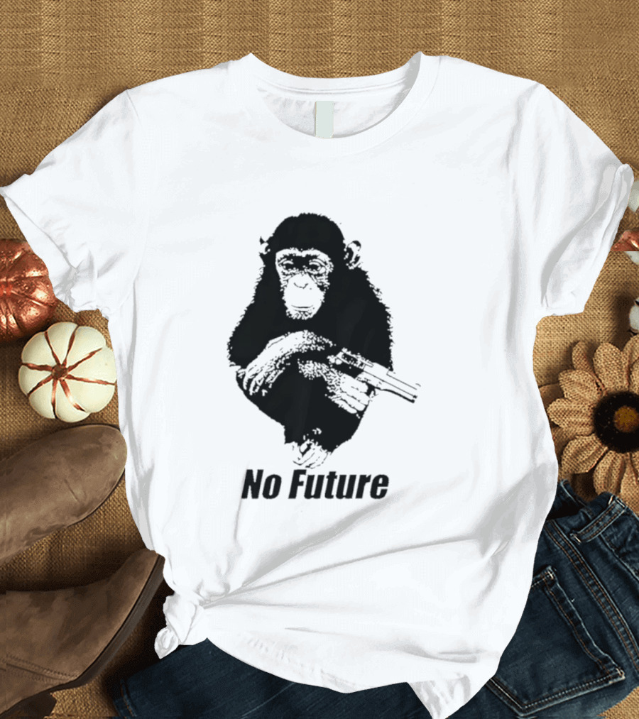 Monkey No Future With Gun T-Shirt