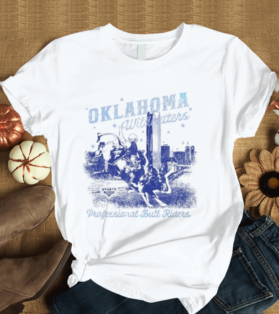 Oklahoma Wildcatters Professional Bull Riders Cowboy City Skyline T-Shirt