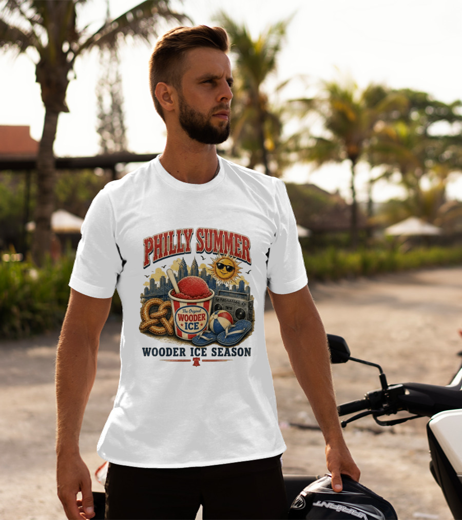 Philly Summer Wooder Ice Season With Pretzel Boombox And Sunglasses Sun T-Shirt