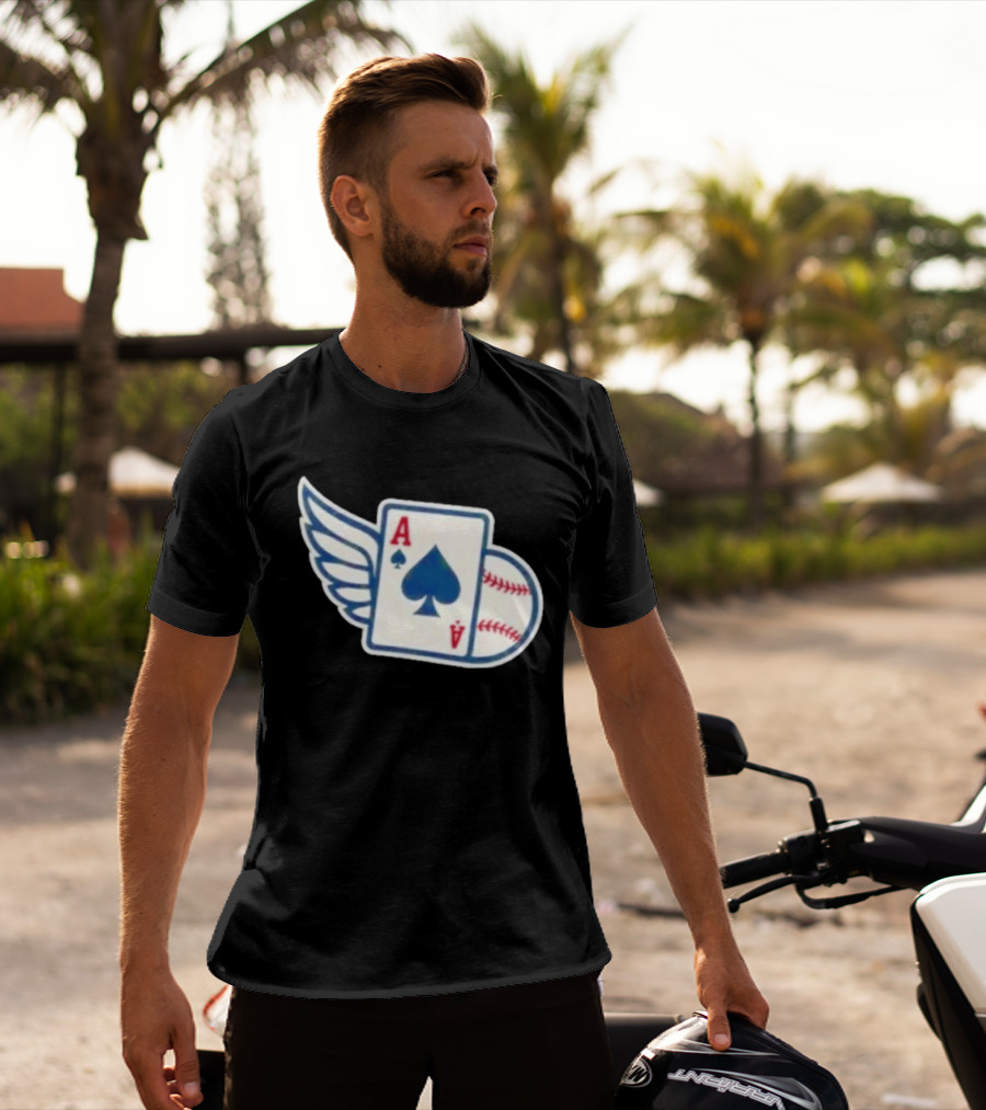 Ace Of Spades Baseball Winged Playing Card T-Shirt