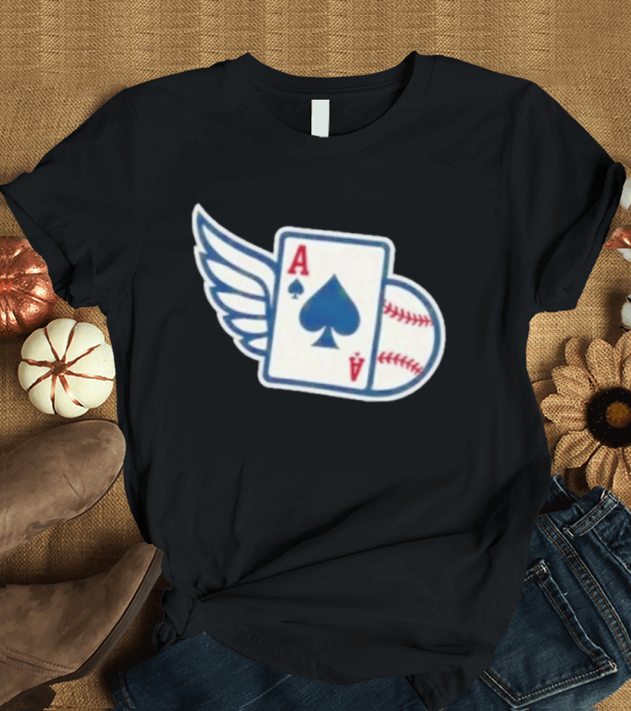 Ace Of Spades Baseball Winged Playing Card T-Shirt
