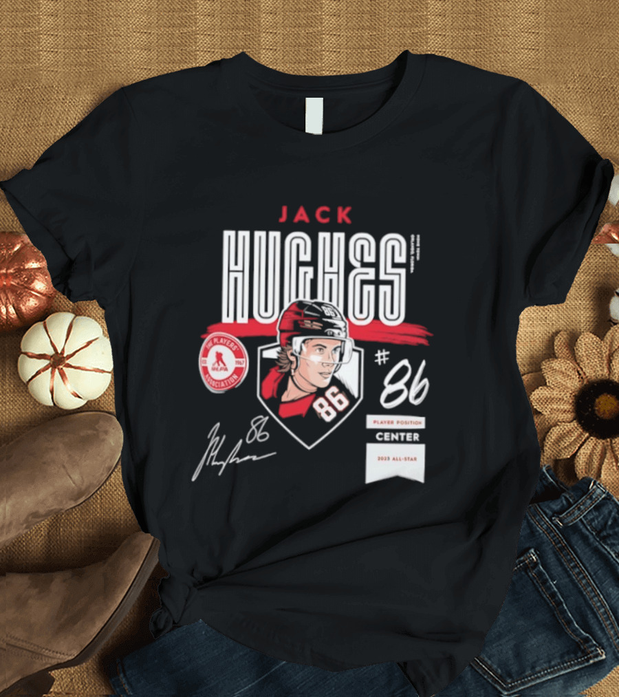 Jack Hughes 86 New Jersey Devils NHL Players Association Center 2026 All Star T-Shirt