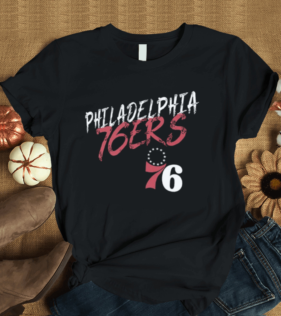 LeBron James Philadelphia 76ers Royal Hustle Name & Number 2 Sided Philadelphia 76ers 76 T-Shirt