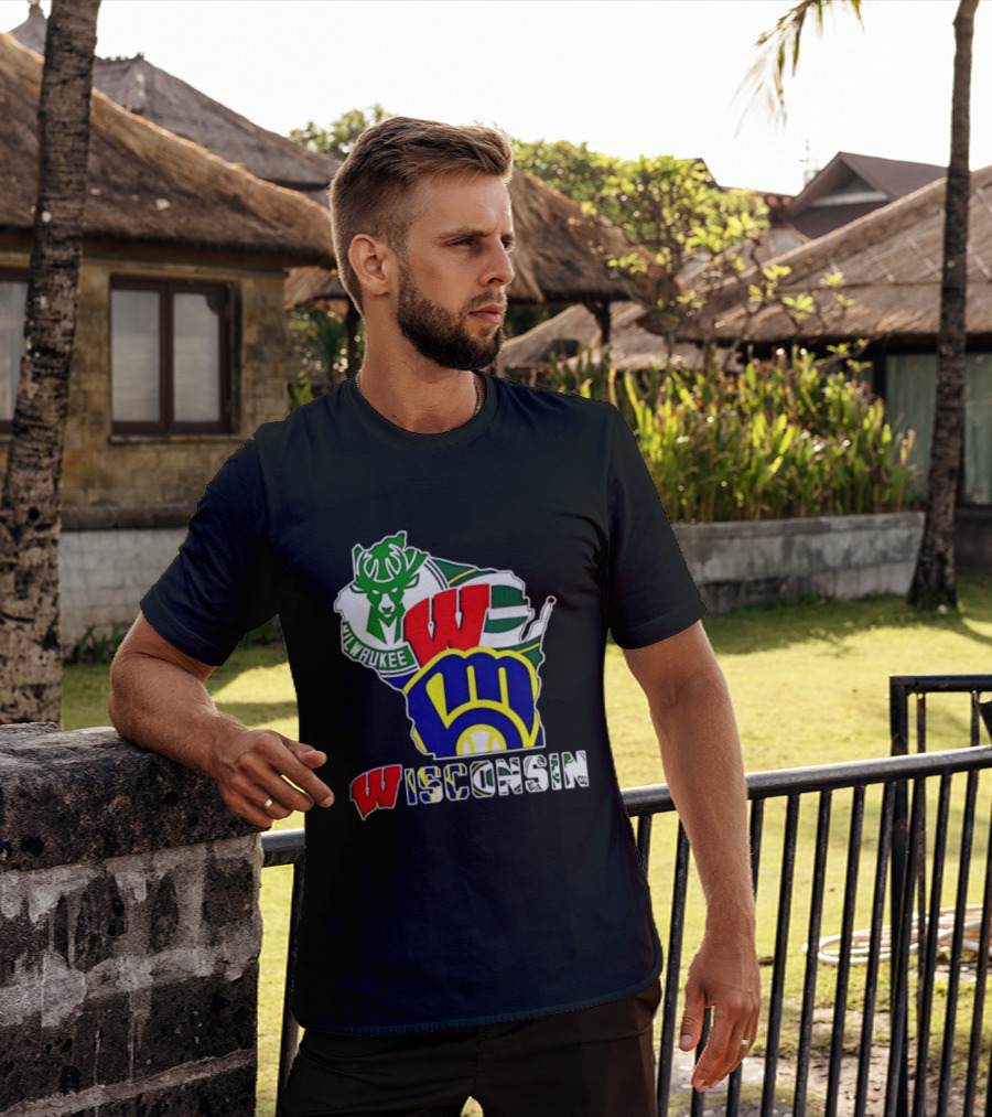 Milwaukee Bucks Green Bay Packers Milwaukee Brewers Collage Wisconsin T-Shirt