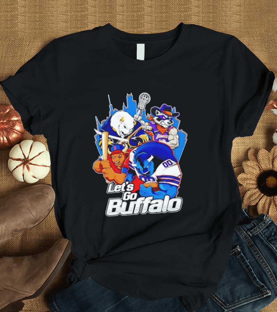 Let's Go Buffalo Bandits Sabres Bills Characters Sports Mascots T-Shirt