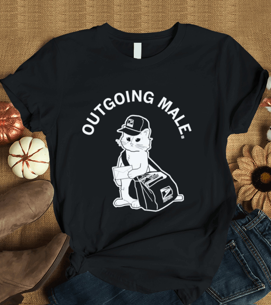 Outgoing Male Cat USPS Mailbag And Cap T-Shirt