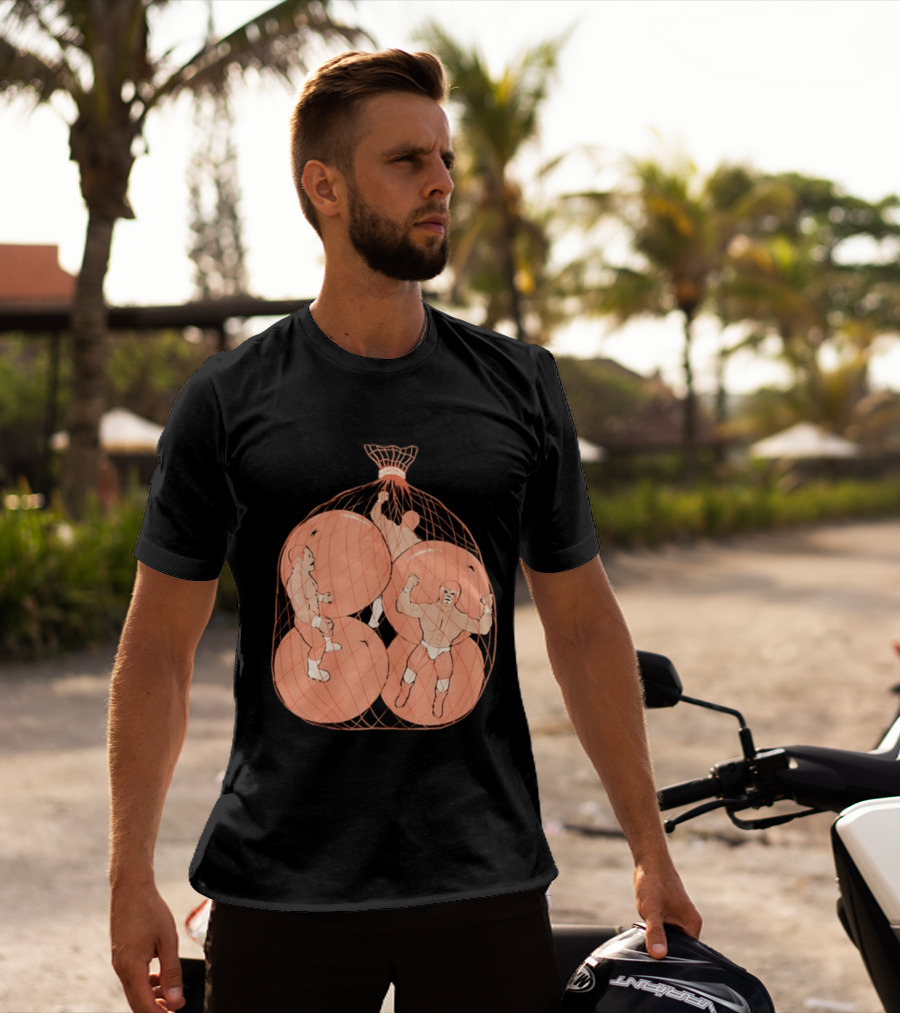 Wrestlers In Orange Produce Bag Mesh T-Shirt