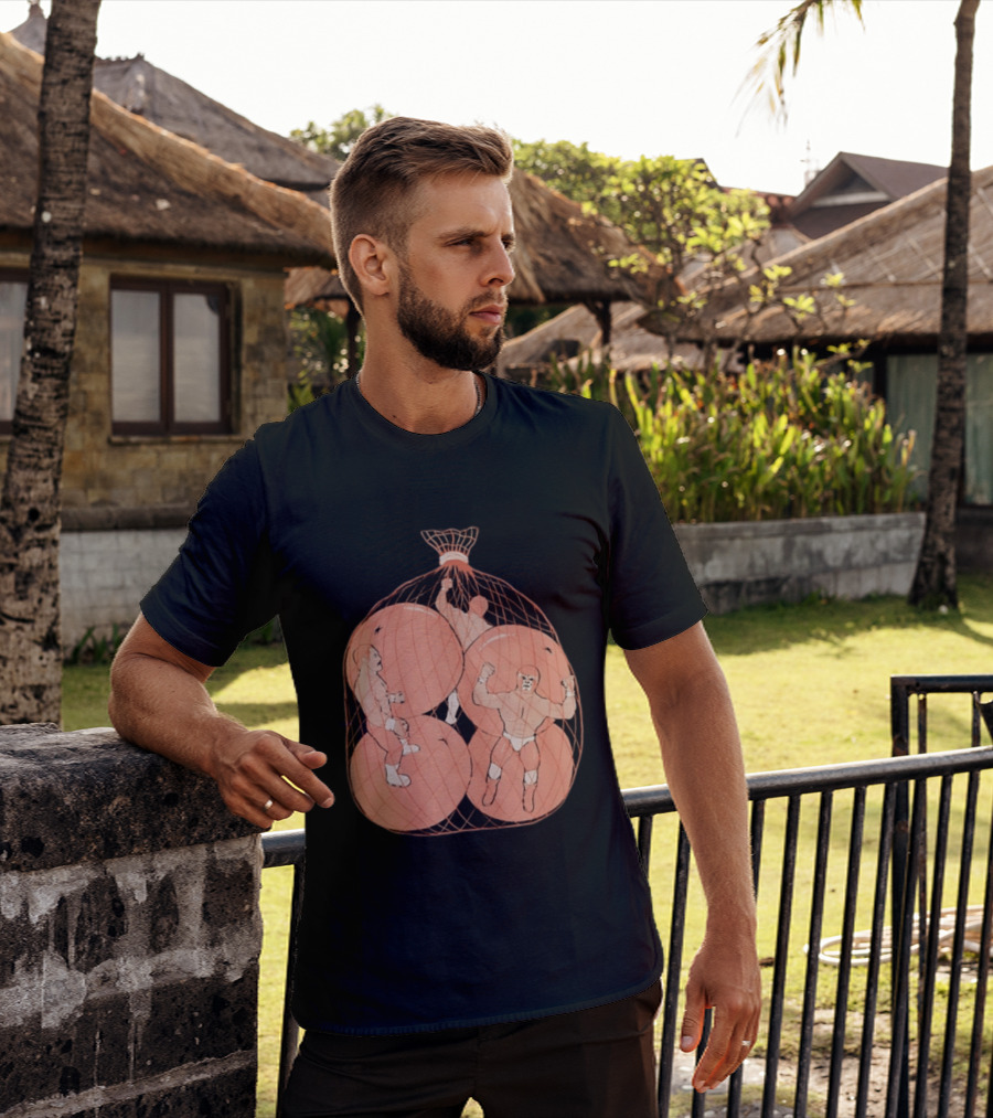 Wrestlers In Orange Produce Bag Mesh T-Shirt