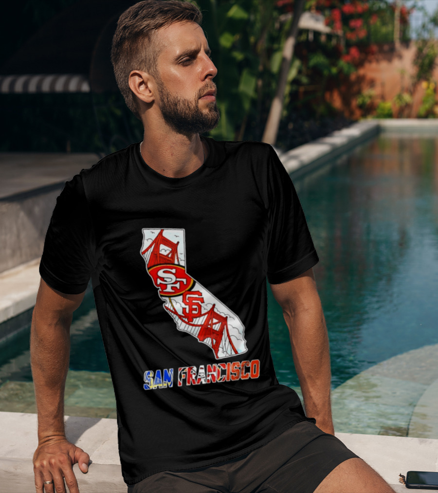 San Francisco 49ers Giants California Map T-Shirt