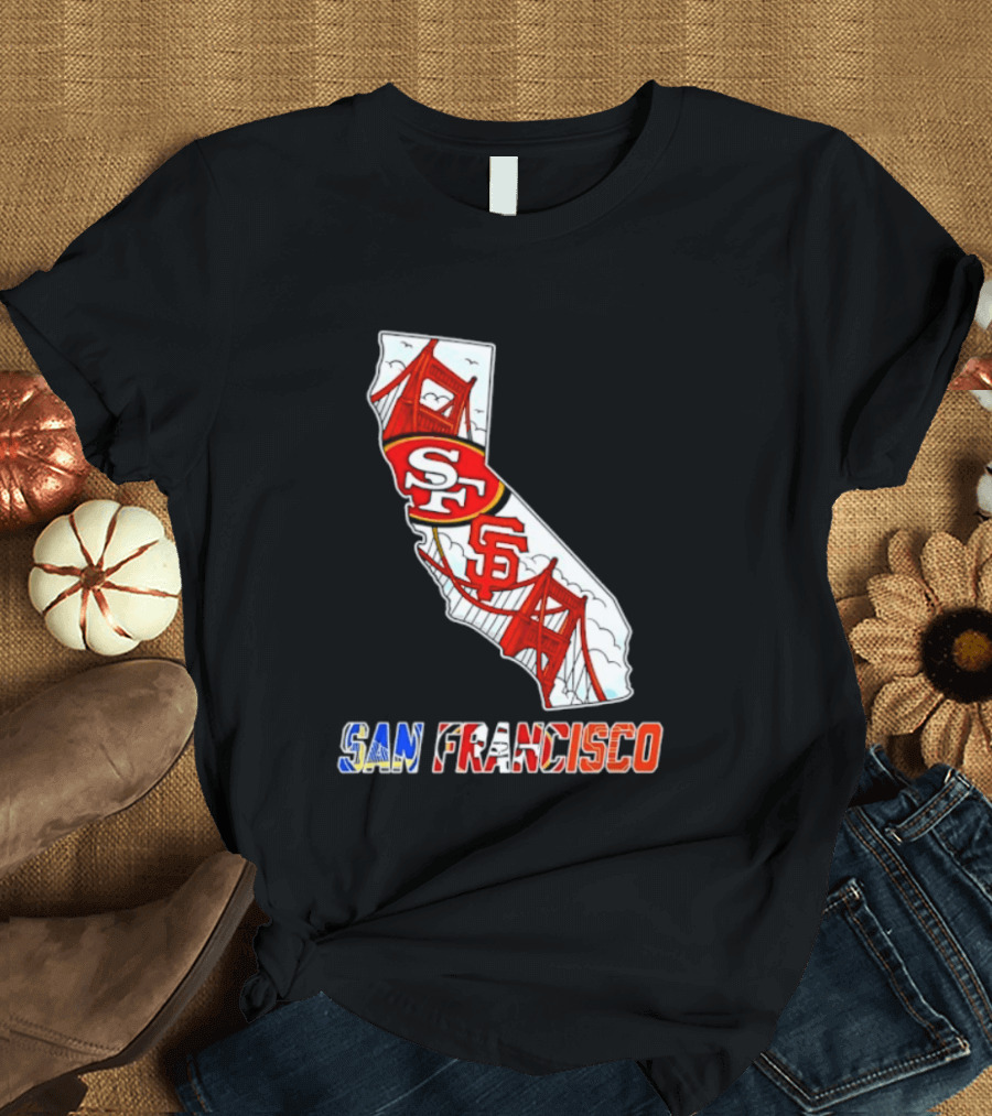 San Francisco 49ers Giants California Map T-Shirt