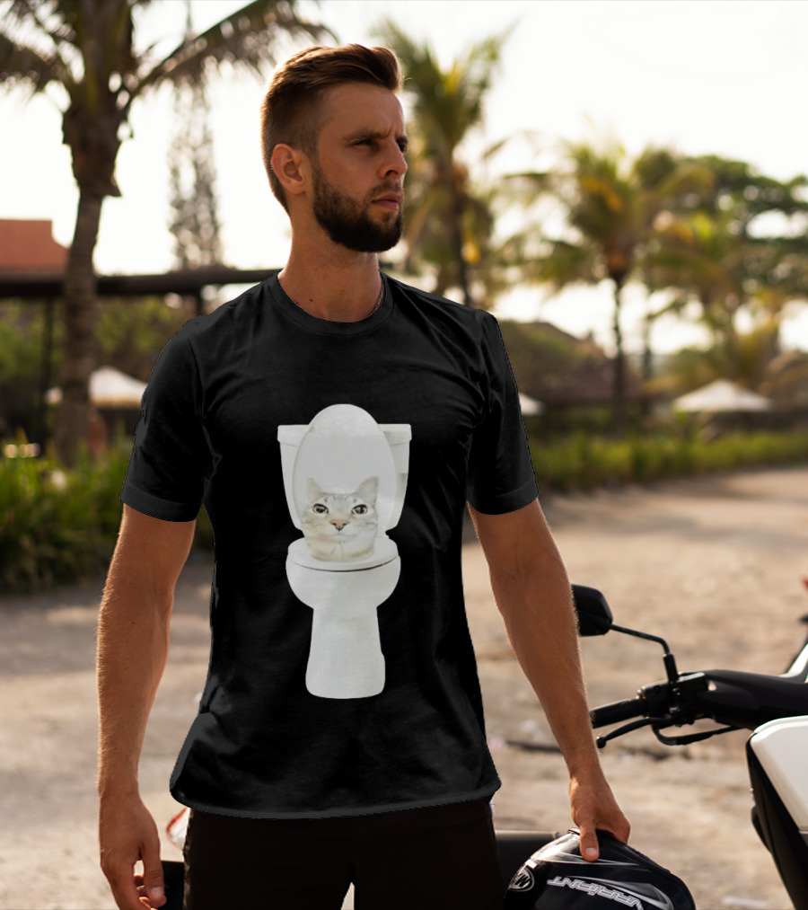 Skibidi Cat Toilet Humor Meme Fusion T-Shirt