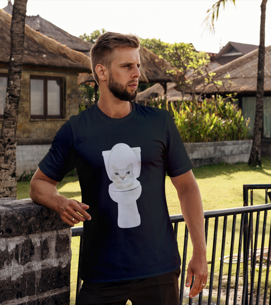 Skibidi Cat Toilet Humor Meme Fusion T-Shirt