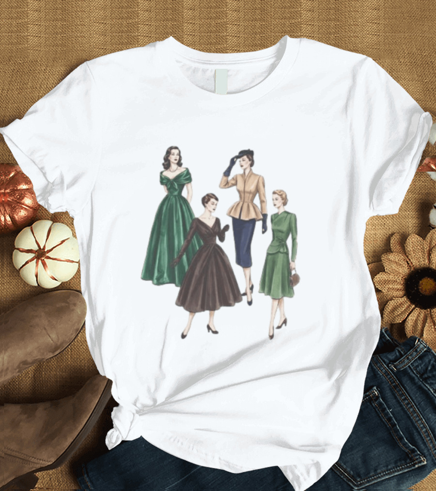 1950s Vintage Fashion Elegant Ladies Dresses T-Shirt