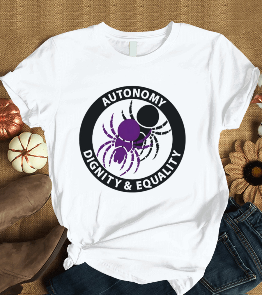 Autonomy Dignity Equality Purple Spider Emblem Social Justice T-Shirt