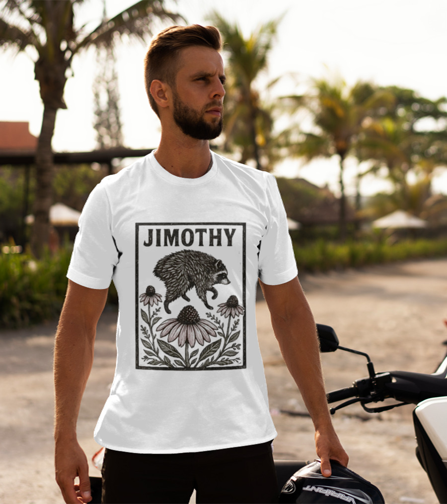 Jimothy Raccoon Coneflower Botanical Floral T-Shirt