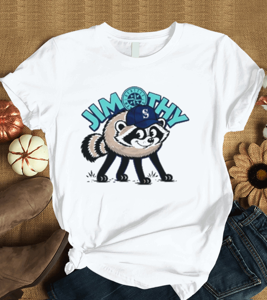 Jimothy Raccoon Seattle Night Cap With Star Compass T-Shirt