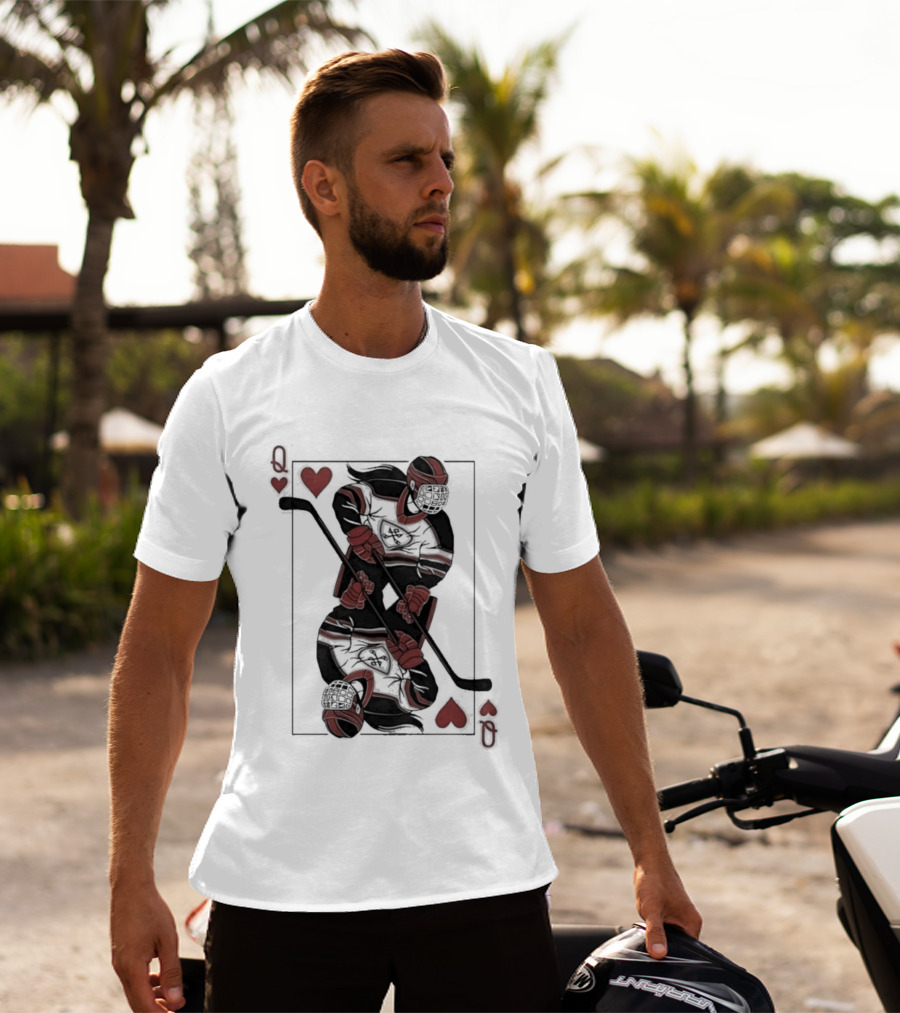 Queen Of Hearts Hockey Playing Card T-Shirt