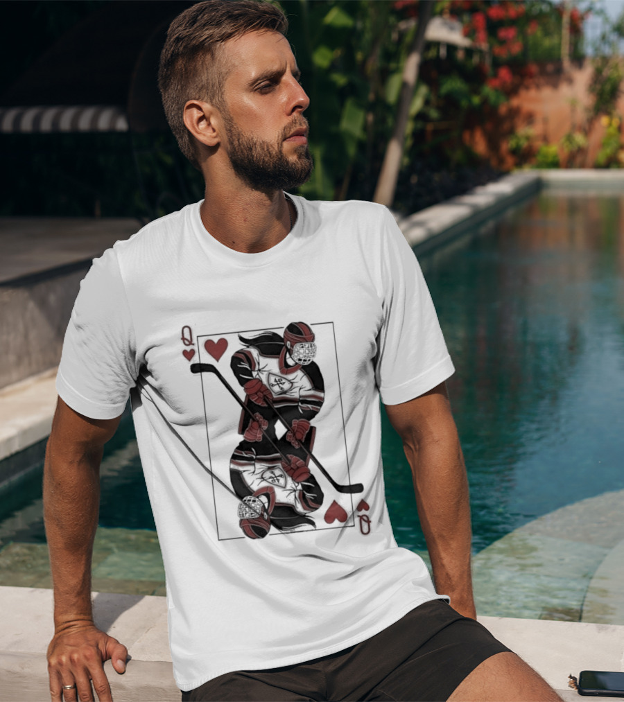 Queen Of Hearts Hockey Playing Card T-Shirt