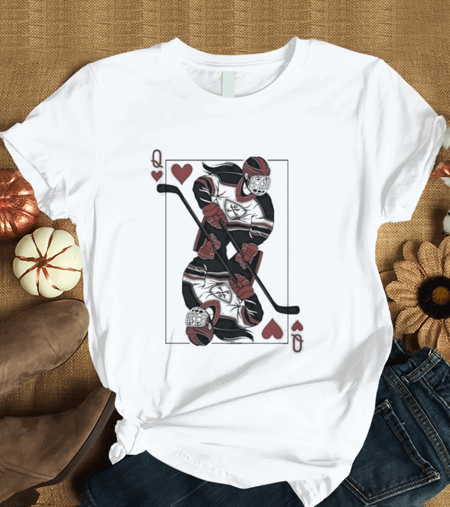 Queen Of Hearts Hockey Playing Card T-Shirt