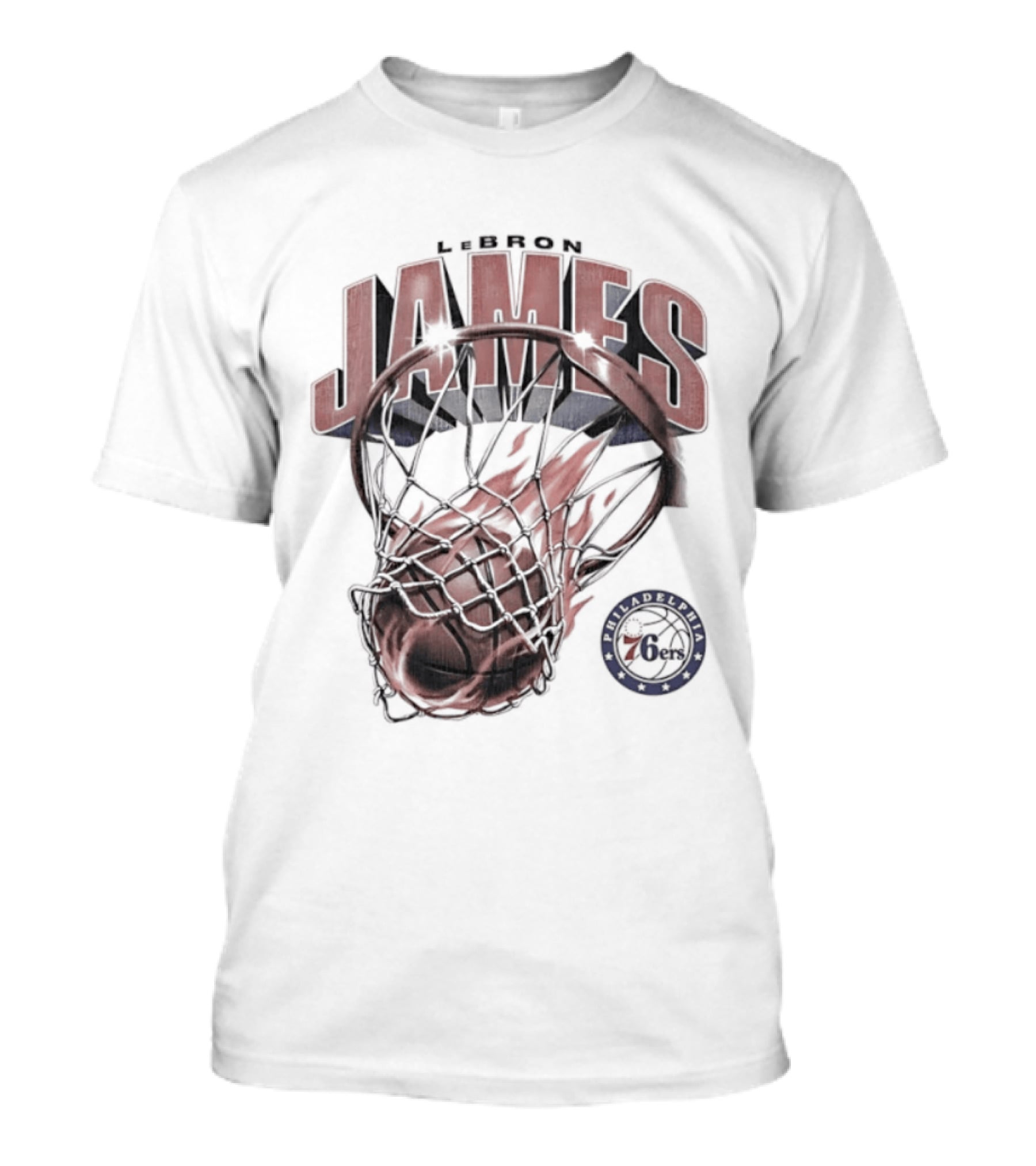 LeBron James Basketball Hoop Fire Philadelphia 76ers T-Shirt