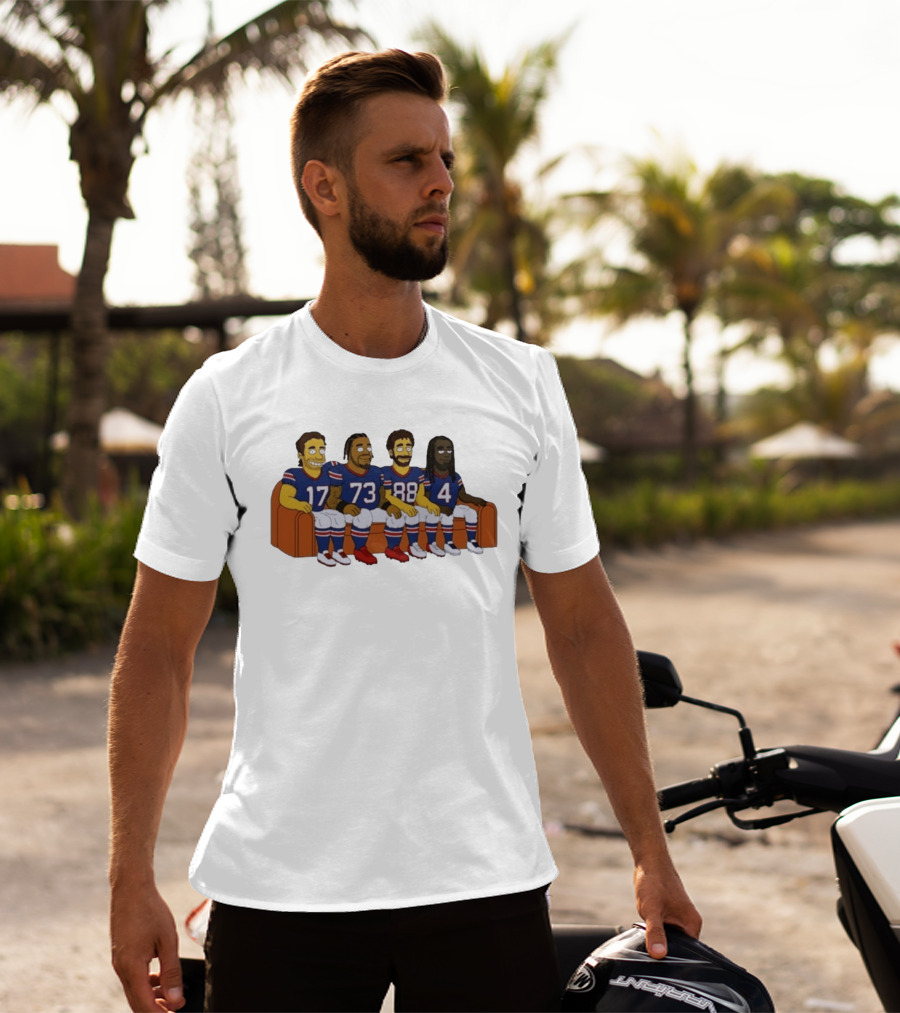 Williams Buffalo Bills Simpsons Styled Characters NFL Jersey Numbers 17 73 88 4 T-Shirt