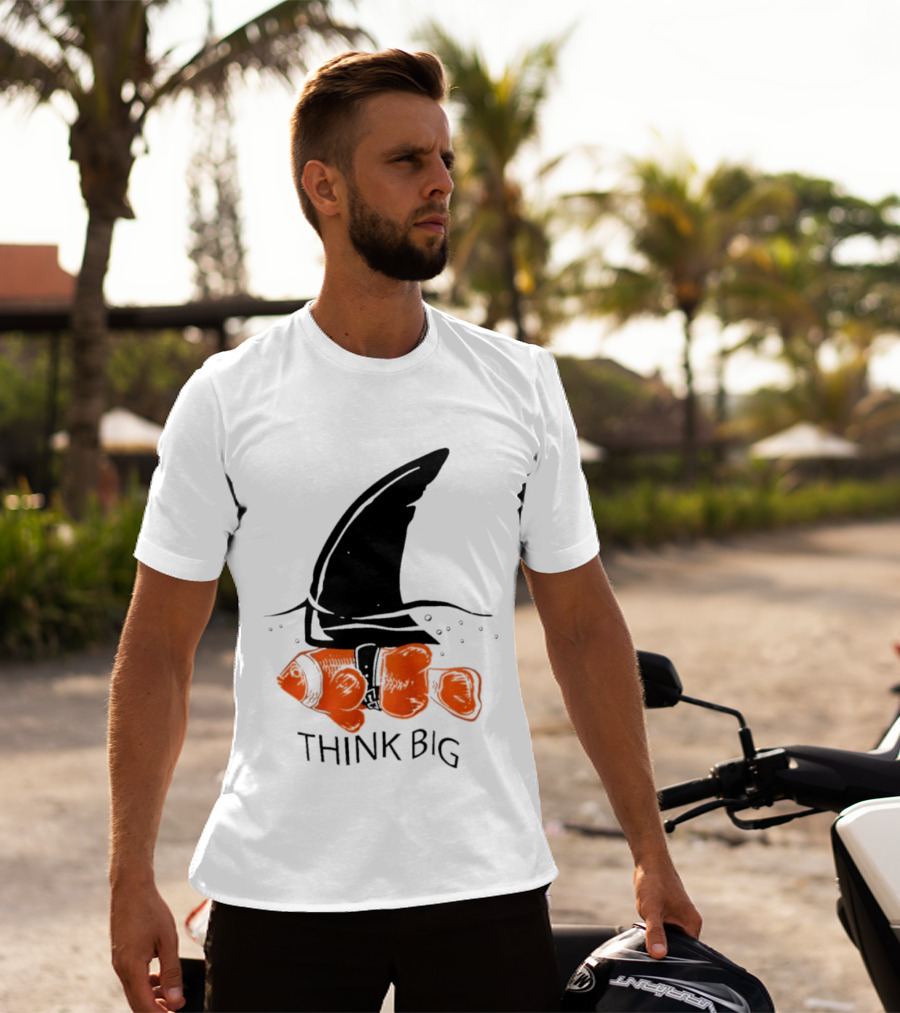 Think Big Goldfish Wearing Shark Fin T-Shirt