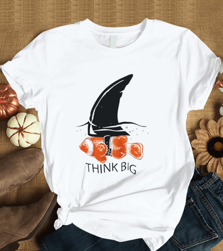 Think Big Goldfish Wearing Shark Fin T-Shirt