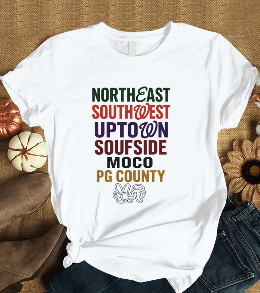 Northeast Southwest Uptown Soufside Moco PG County Peace Gesture T-Shirt